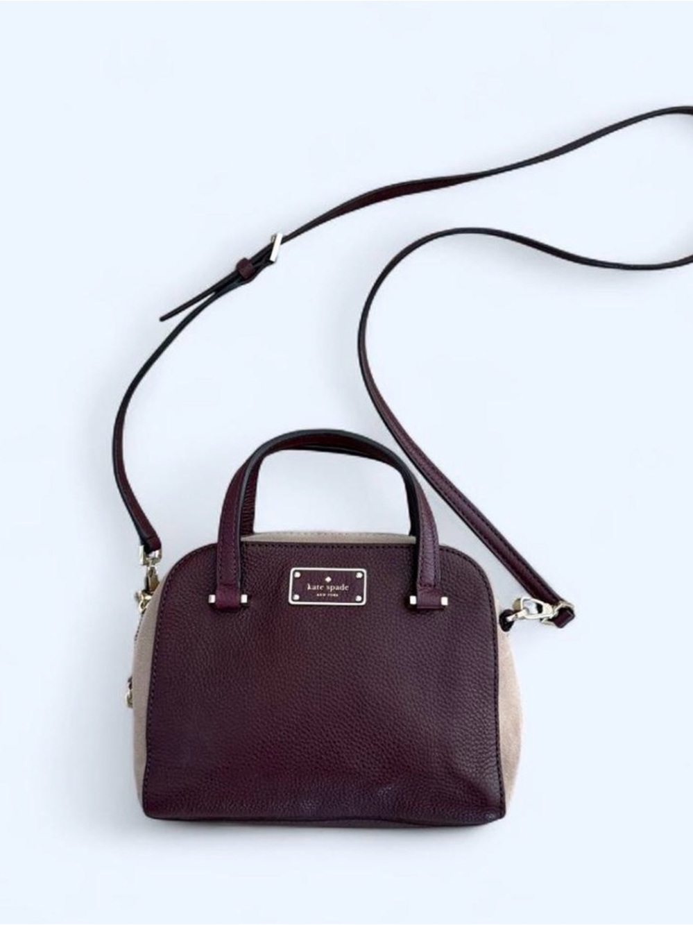 kate spade Two-Tone Burgundy and Beige Leather Crossbody Bag